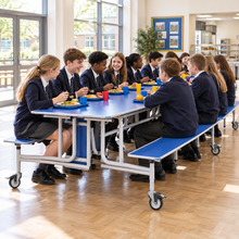 GoRoll Folding Table with Benches 10ft in a bright UK school setting – lifestyle image 1