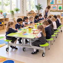 GoRoll Folding Table 10ft with 16 Stools 640mm High – Early Years – UK school lifestyle image 3