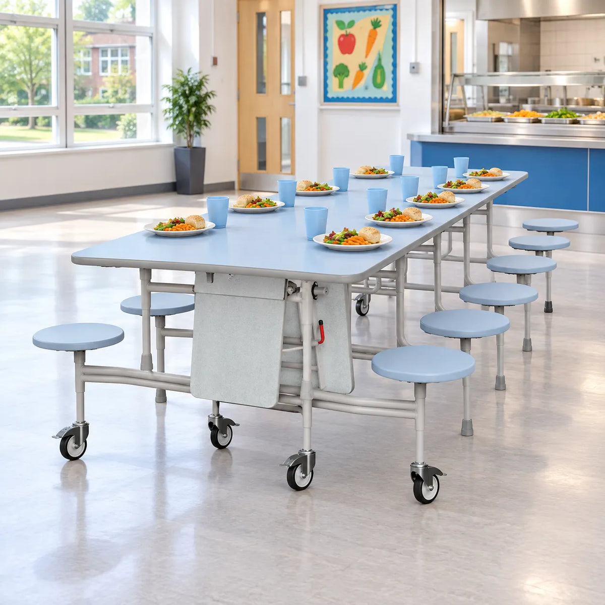 GoRoll Folding Table 10ft with 12 Stools – UK school lifestyle image 2