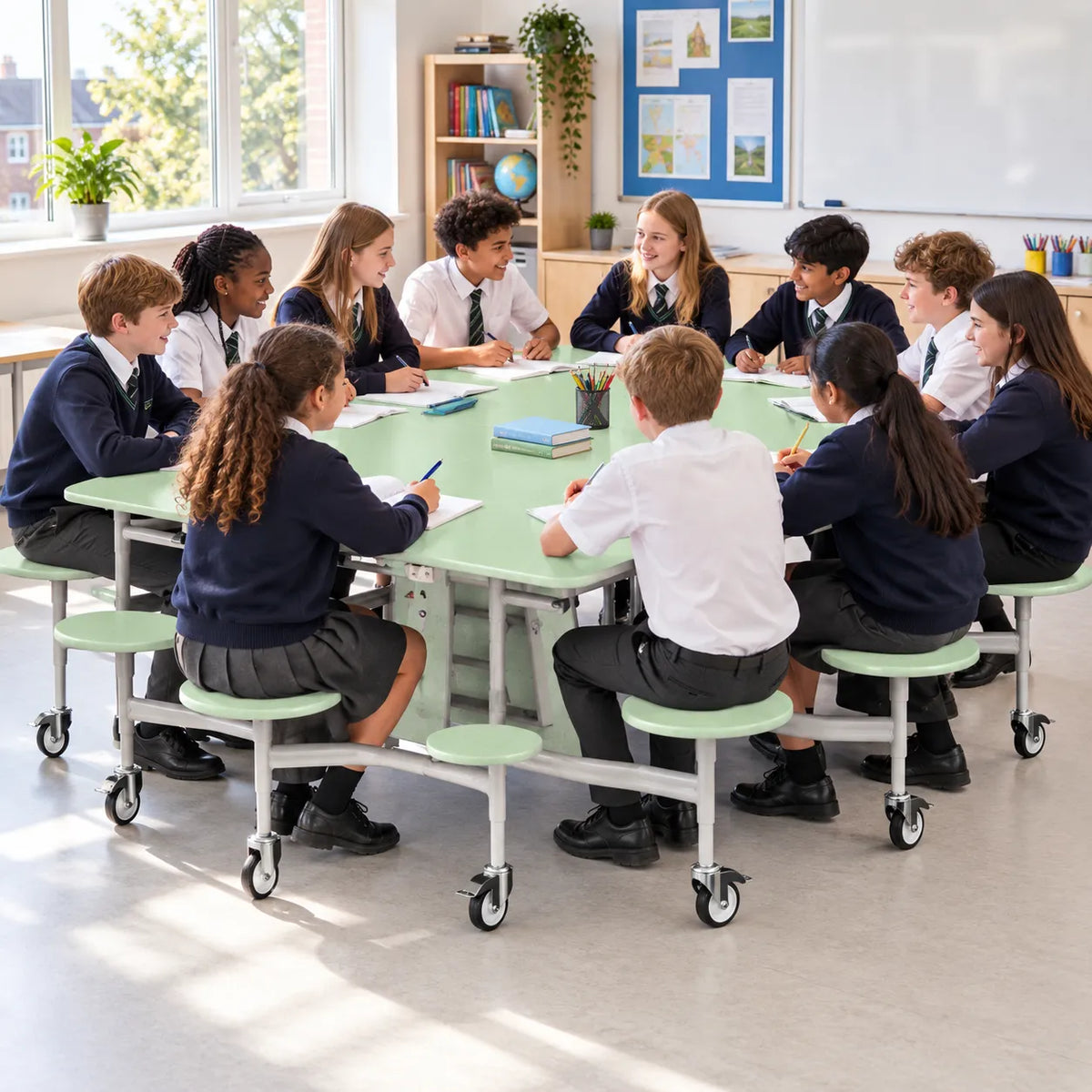 GoRoll Folding Table 10ft with 12 Stools – UK school lifestyle image 3