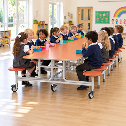 GoRoll Folding Table 10ft with 16 Stools 640mm High – Early Years – UK school lifestyle image 4