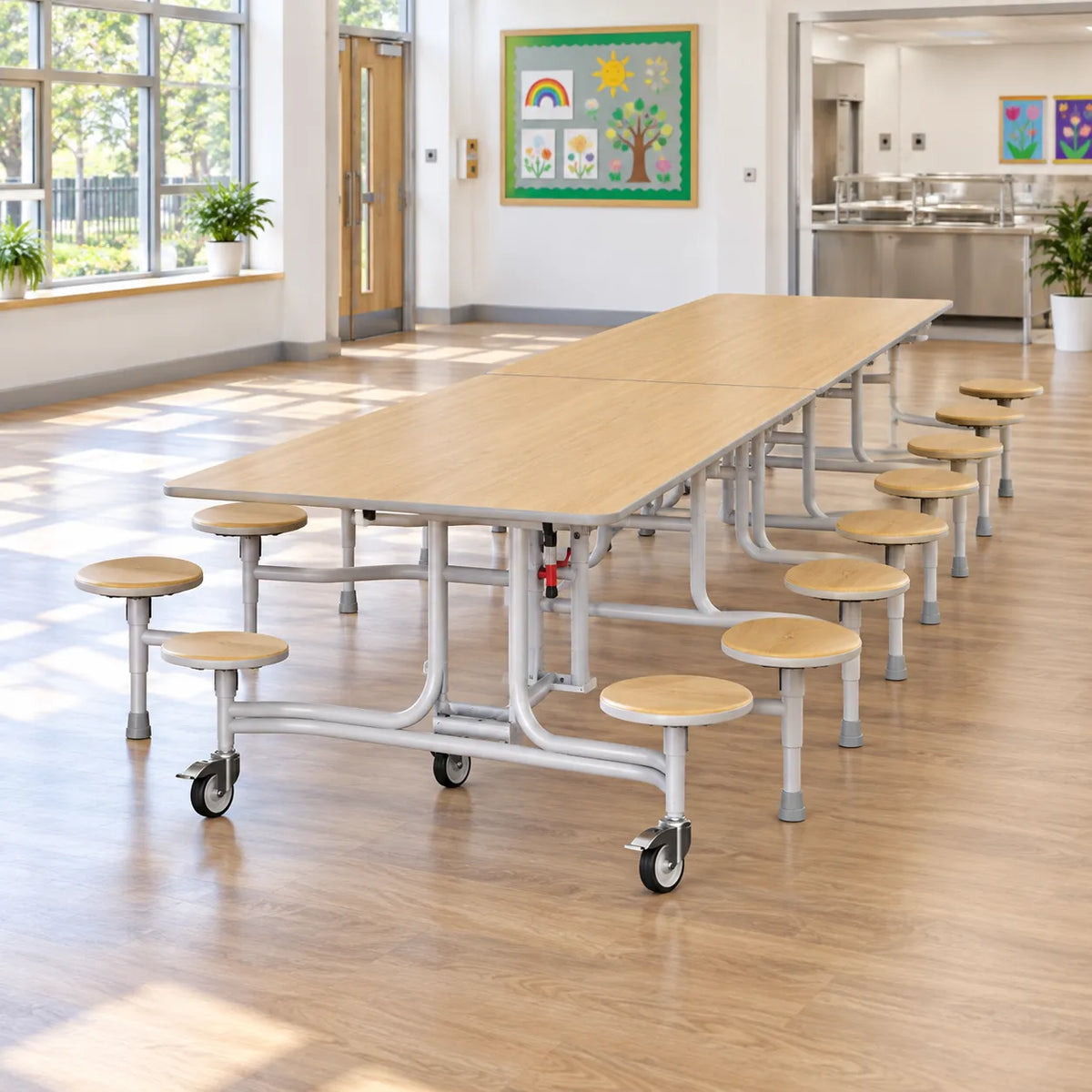 GoRoll Folding Table 10ft with 16 Stools 640mm High – Early Years – UK school lifestyle image 1