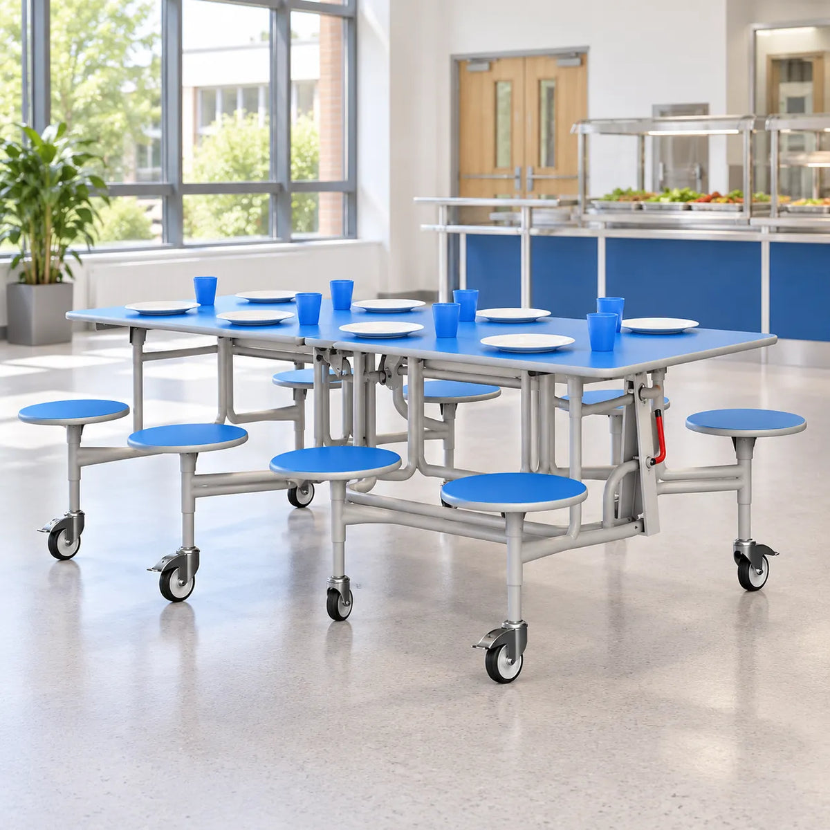 GoRoll Folding Table 8ft with 8 Stools – UK school lifestyle image 2