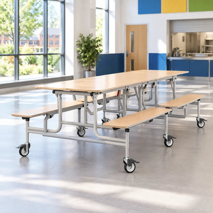 GoRoll Folding Table with Benches 10ft in a bright UK school setting – lifestyle image 3