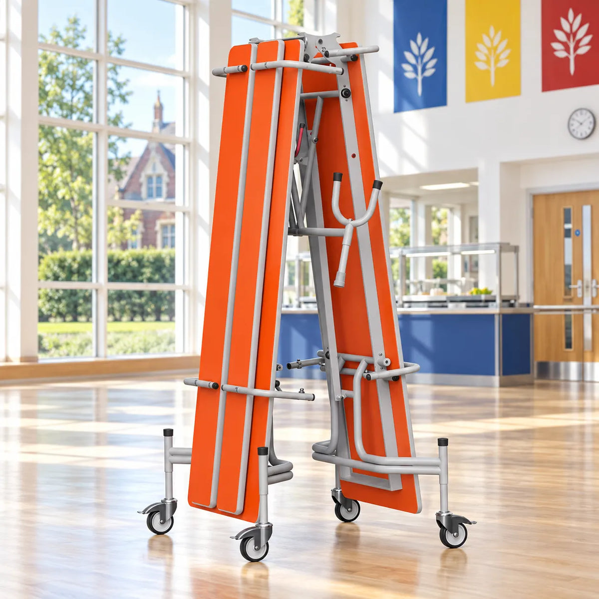 GoRoll Folding Table with Benches 12ft in a bright UK school setting – lifestyle image 5