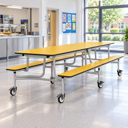 GoRoll Folding Table with Benches 8ft in a bright UK school setting – lifestyle image 3