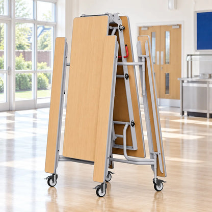 GoRoll Folding Table with Fixed Benches 10ft in a bright UK school setting – lifestyle image 5