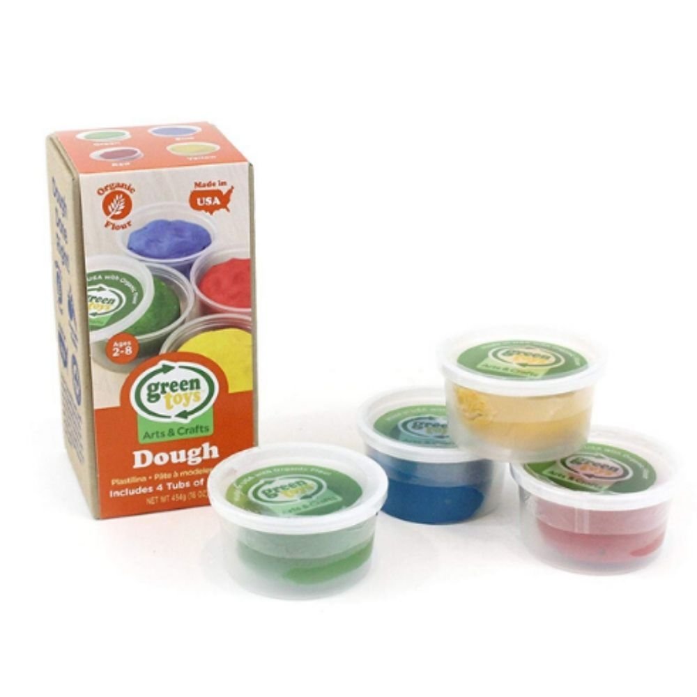 Green Toys Dough 4 Pack Activity Set, The Green Toys Dough 4 Pack Activity Set is made in the USA from simple ingredients like organic flour and mineral-based colourant and is the perfect material to fuel creative play. The Green Toys Dough 4 Pack Activity Set contains 4 re-sealable tubs: red, yellow, green and brown. Safe, non-toxic; contains no BPA, PVC, phthalates or external coatings. Guaranteed to produce hours of Good Green Fun! Green Toys Dough is made from simple ingredients including organic flour 