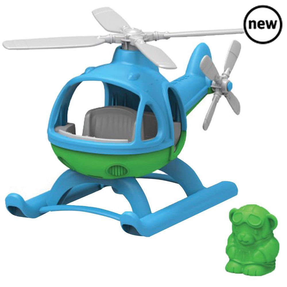 Green Toys Helicopter, Introducing the exhilarating Green Toys Helicopter - the ultimate adventure companion for children! This high-flying toy is designed to provide hours of entertainment and inspire imaginative play. With its two spinning rotors and sleek skids, this eco-friendly helicopter is ready to take flight! Your child can easily navigate the skies and land smoothly on the ground, thanks to the thoughtfully designed details. The spacious cockpit of the helicopter comes equipped with a full dashboa