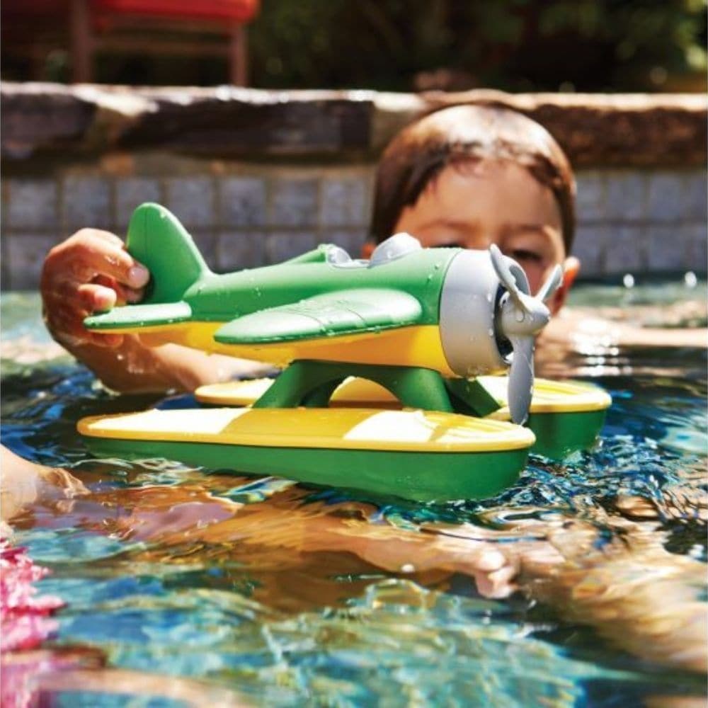 Green Toys Seaplane, Engage with this chunky Green Toys Seaplane in the air or water. The Green Toys Seaplane is designed to float, and with a spinning propeller, navigation and imaginative scenarios can be directed by the children. The Green Toys Seaplane is specially designed to float when taken into the bathtub or pool, young captains can easily navigate from water to air and back again. The Green Toys Seaplane is ready for earth-friendly excitement in the sky or out at sea Features a spinning propeller 