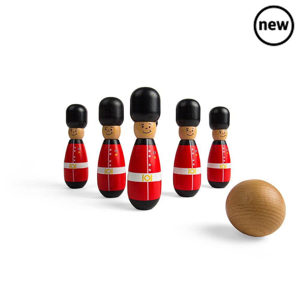 Guardsman Skittles, Get ready to aim and roll with the Guardsman Skittles, a classic game of skill and precision! This set features six beautifully crafted wooden guardsman skittles and one brightly colored wooden ball, providing hours of traditional entertainment for family and friends. Guardsman Skittles Premium Quality Craftsmanship: The Guardsman Skittles are expertly made from high-quality wood and coated with non-toxic paint. This ensures durability and safety, making it perfect for extended play sess