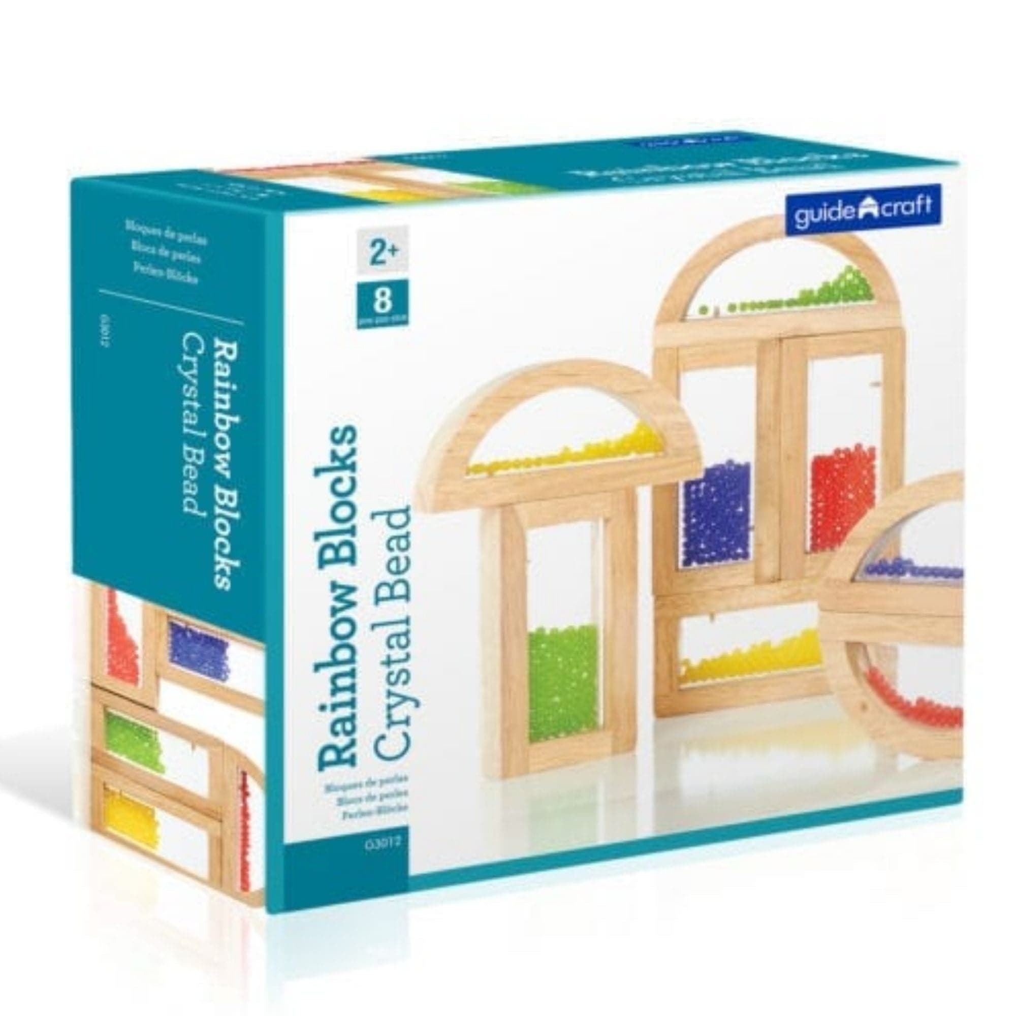 Guidecraft Rainbow Blocks Crystal Bead, The Guidecraft Rainbow Blocks Crystal Bead are a great addition to the block play family. Smooth hardwood frames with primary colored plexi windows;. The Guidecraft Rainbow Blocks Crystal Bead blocks are sized to standard unit block measurements. Eight blocks per package: 4 rectangle and 4 half moon shapes. Features plexi inner with colored beads. Guidecraft Rainbow Blocks Crystal Bead Solid wood frames with inset colored acrylic windows and colorful beads Set include