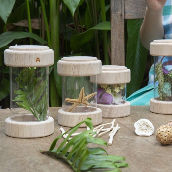 Guidecraft Treasure Tubes Clear, What makes a fun noise when you shake it? Find trinkets, natural materials and sensory objects to collect in the beautiful, stackable Treasure Tubes. The Guidecraft Treasure Tubes Clear are round, transparent acrylic tubes with removable covers hold small objects to observe, display or rattle. Ideal for color and sound exploration and light table activities. Holds marbles, beads, twigs, leaves, small toys and more. Stack the Guidecraft Treasure Tubes on top of each other to 