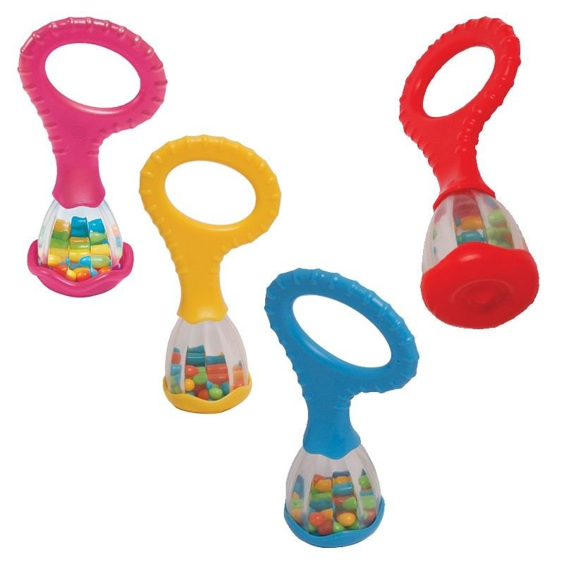 Halilit Baby Maraca, Even the smallest of babies can have fun making music with the Halilit Baby Maraca! This richly coloured, delightful sounding maraca features a transparent bead filled centre and an easy-grip handle for little hands to hold. This Halilit Baby Maraca is the perfect introduction to the sensory world of early year’s music-making and it also helps to develop creativity, motor skills, hand-eye co-ordination and teaches cause and effect. Halilit's durable, high quality and safe musical instru