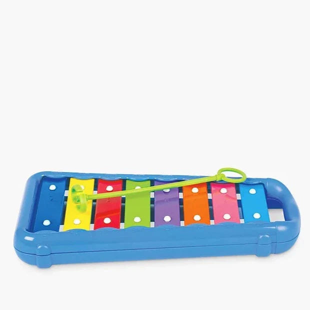 Halilit Baby Xylophone, The Halilit Baby Xylophone stands out as a thoughtfully designed, educational toy that brings a wealth of benefits to young children. Below is a breakdown of its features and corresponding advantages: Features of Halilit Baby Xylophone: High-Quality 8-Note Instrument: Accurately tuned, providing a real musical experience. Chunky and Rounded Edges: Designed to keep the note bars inaccessible for safety. Baby-Safe Mallet: Specifically shaped for tiny hands and clips away for easy stora