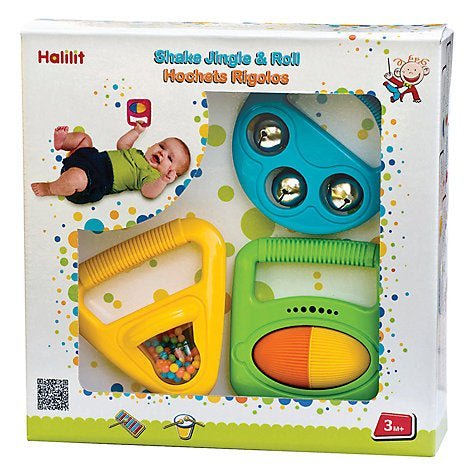 Halilit Musical Shapes Gift Set, The Halilit Musical Shapes Gift Set is the perfect introduction to the world of music for little ones. This delightful set includes three richly coloured shaped musical instruments that are sure to delight children of all ages.First up is the Ring My Bell, a vibrant bell-shaped instrument that produces a sweet, tinkling sound. Little ones will love shaking it and creating their own melodies.Next, we have the Rattle Roller, which is shaped like a wheel and produces a fun, rat