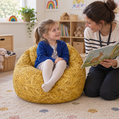 Hay Beany Chair – story time with an educator