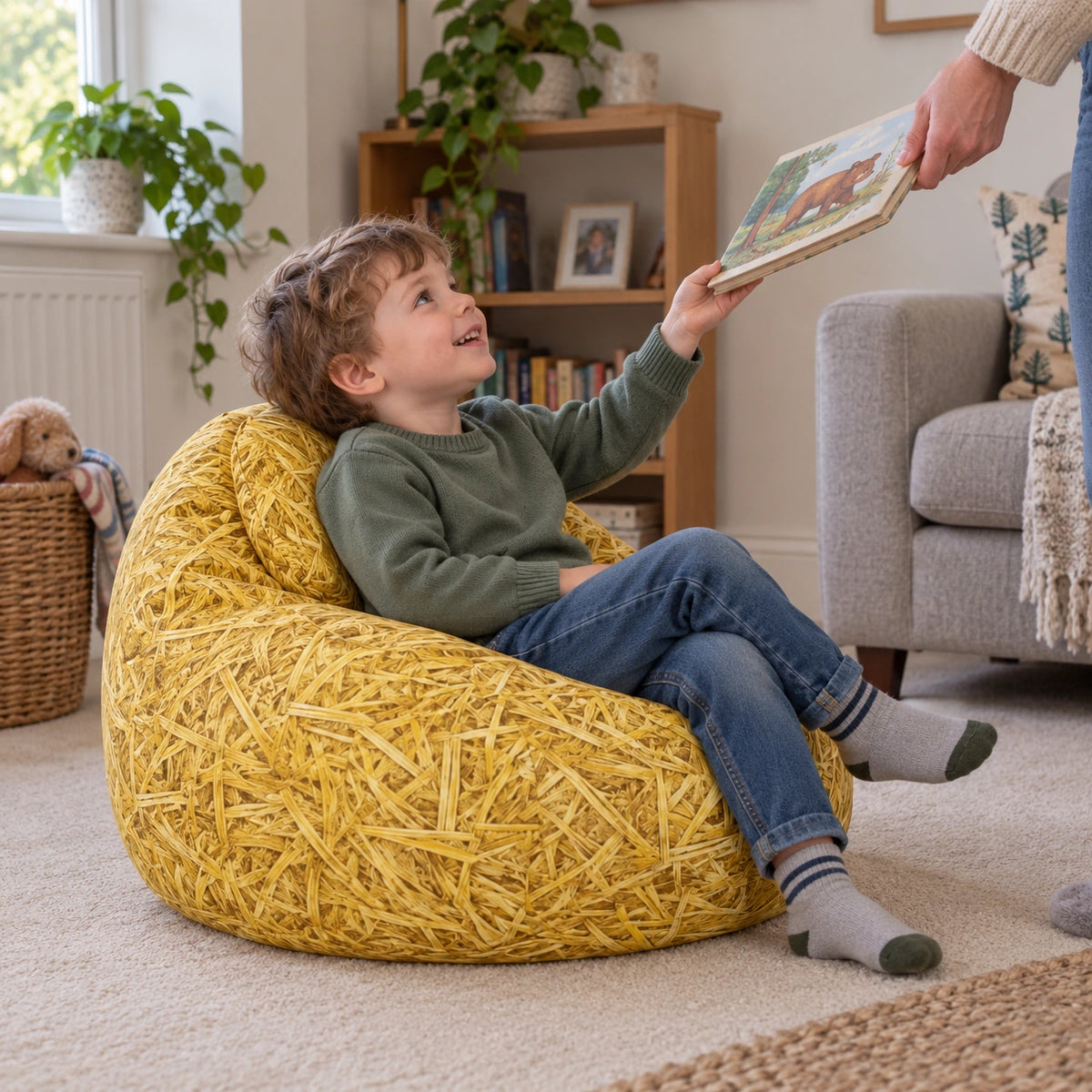 Hay Beany Chair – sharing a book at home