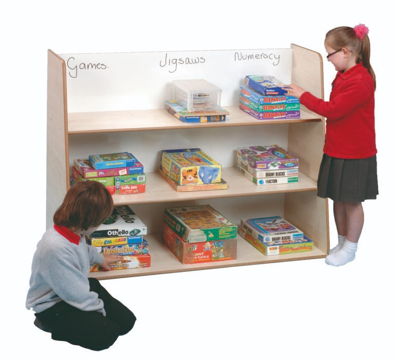 Healdswood Free Standing Shelf with Drywipe, The Healdswood Free Standing Shelf with Drywipe offers a combination of practicality and functionality, designed to cater to various storage and interactive needs. With its anti-topple feature, this unit is safe for use in a variety of environments, including classrooms, offices, and homes. Healdswood Free Standing Shelf with Drywipe Features: Anti-Topple Design: Designed to prevent tipping, ensuring that it's a safe choice for any setting. Material: Made of 15mm