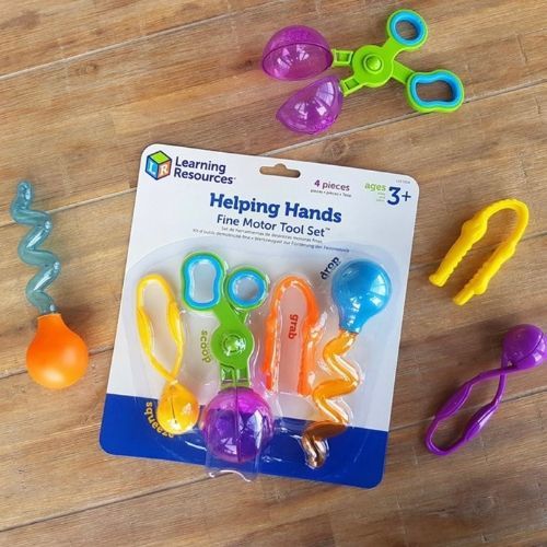 Helping Hands Fine Motor Tool Set, Get a grip on fine motor skills and keep young learners entertained with these four handy tools. The Helping Hands Fine Motor Tool Set from Learning resources is the perfect collection of tools to help develop fine motor skills.This handy set includes a selection of best selling Learning Resources Fine Motor Skills Tools! Made from durable plastic and sized for little hands, these tools are ideal for developing children's muscles for writing and their fine motor skills. Br