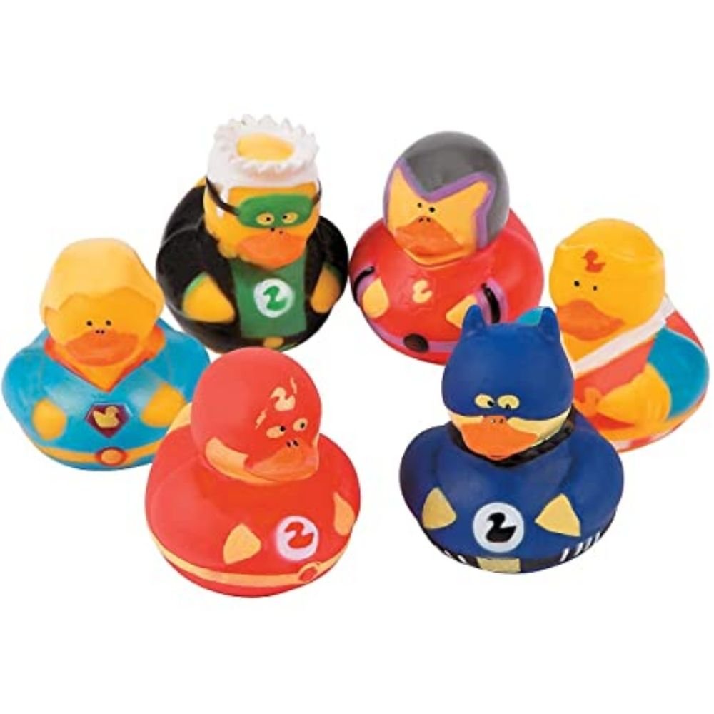 Hero Rubber Ducks, Dive into a world of excitement and imagination with our unique superhero ducks! Crafted to ignite boundless creativity and fun, these ducks are the epitome of tiny superheroes bringing massive joy. Whether it’s elevating bath time into an adventurous play session or adding flair to a themed party, they are designed to sprinkle joy in your little one's life. Vibrant and Exciting Designs Presented in a medley of vibrant colours including spirited red, refreshing green, deep blue, and myste
