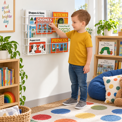Horizontal Wall Big Book Rack (3 Deep Shelves) in a bright early years classroom – view 4