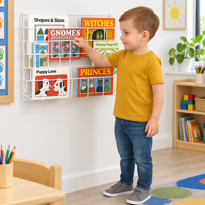 Horizontal Wall Big Book Rack (3 Deep Shelves) in a bright early years classroom – view 5
