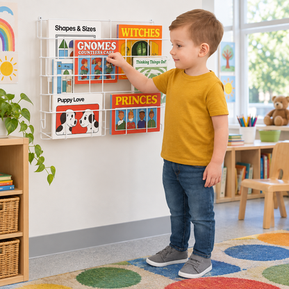 Horizontal Wall Big Book Rack (3 Deep Shelves) in a bright early years classroom – view 8