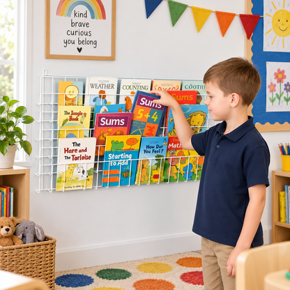 Horizontal Wall Book Rack in a bright early years classroom – view 2