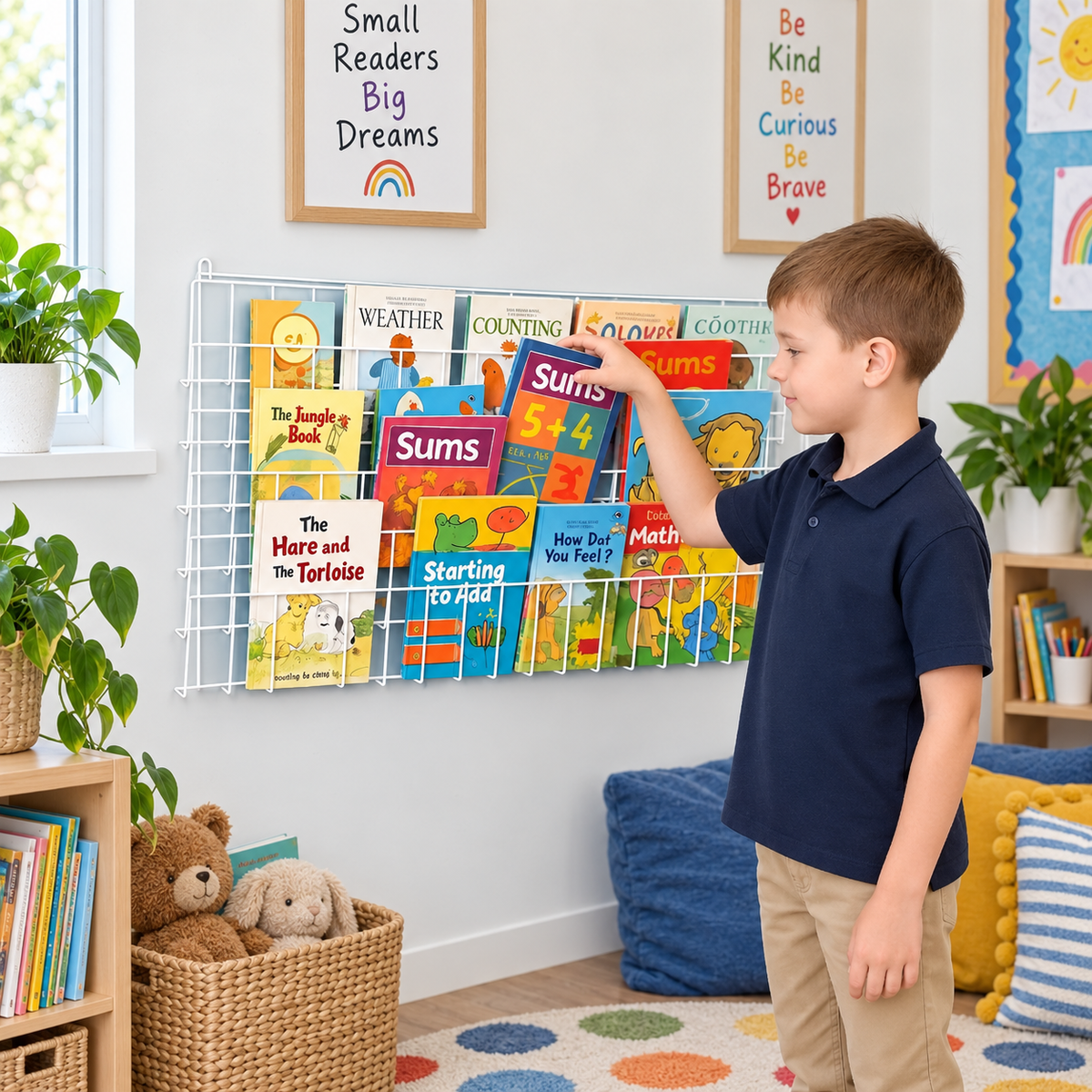 Horizontal Wall Book Rack in a bright early years classroom – view 4