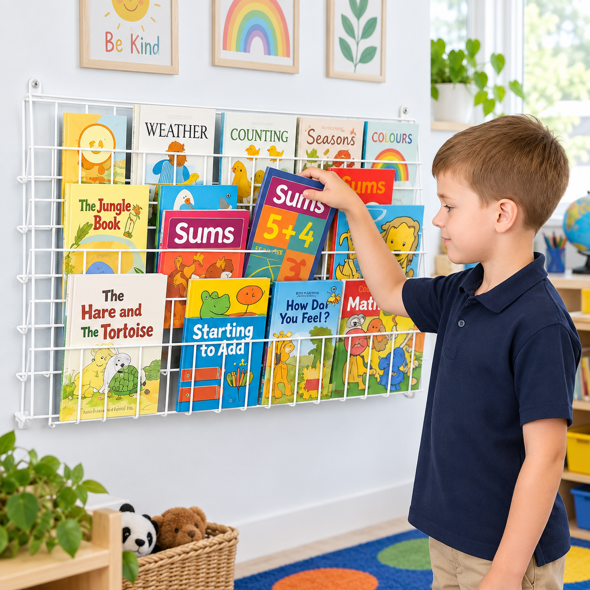 Horizontal Wall Book Rack in a bright early years classroom – view 5