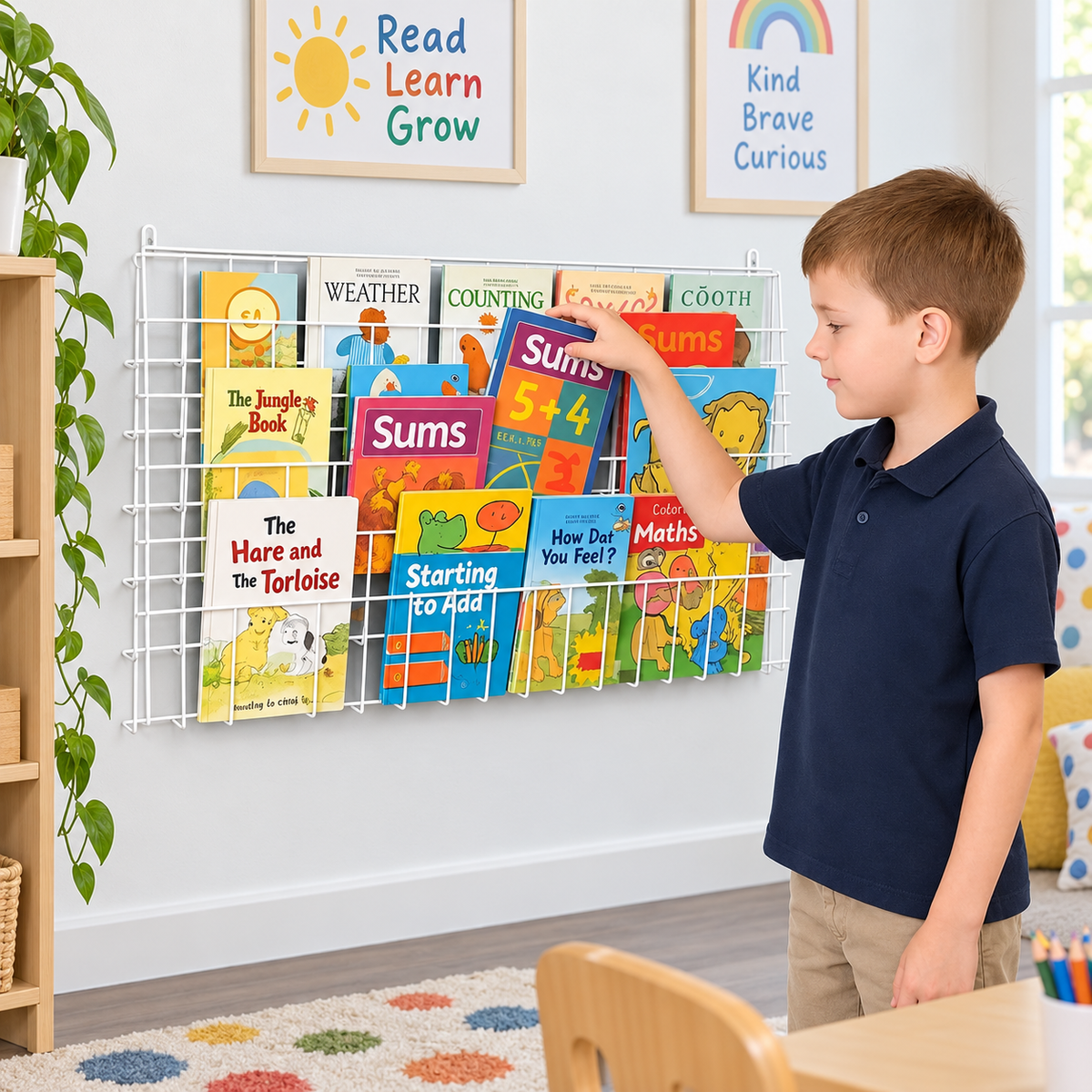Horizontal Wall Book Rack in a bright early years classroom – view 8