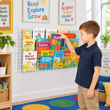 Horizontal Wall Book Rack in a bright early years classroom – view 1
