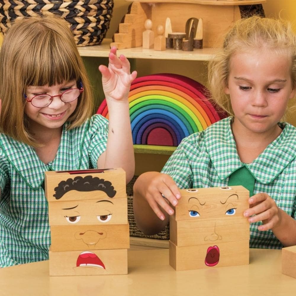 How Am I Feeling Wooden Blocks, Unlock the world of emotions and creativity with our unique "How Am I Feeling" Wooden Blocks. This innovative set promises hours of entertainment as children engage in imaginative play, creating up to 4000 different variations of expressive faces. Beyond the fun, these blocks are a valuable resource for helping children recognize and discuss the myriad of emotions they encounter. Key Features: Limitless Exploration: With up to 4000 face variations to be made, these wooden blo