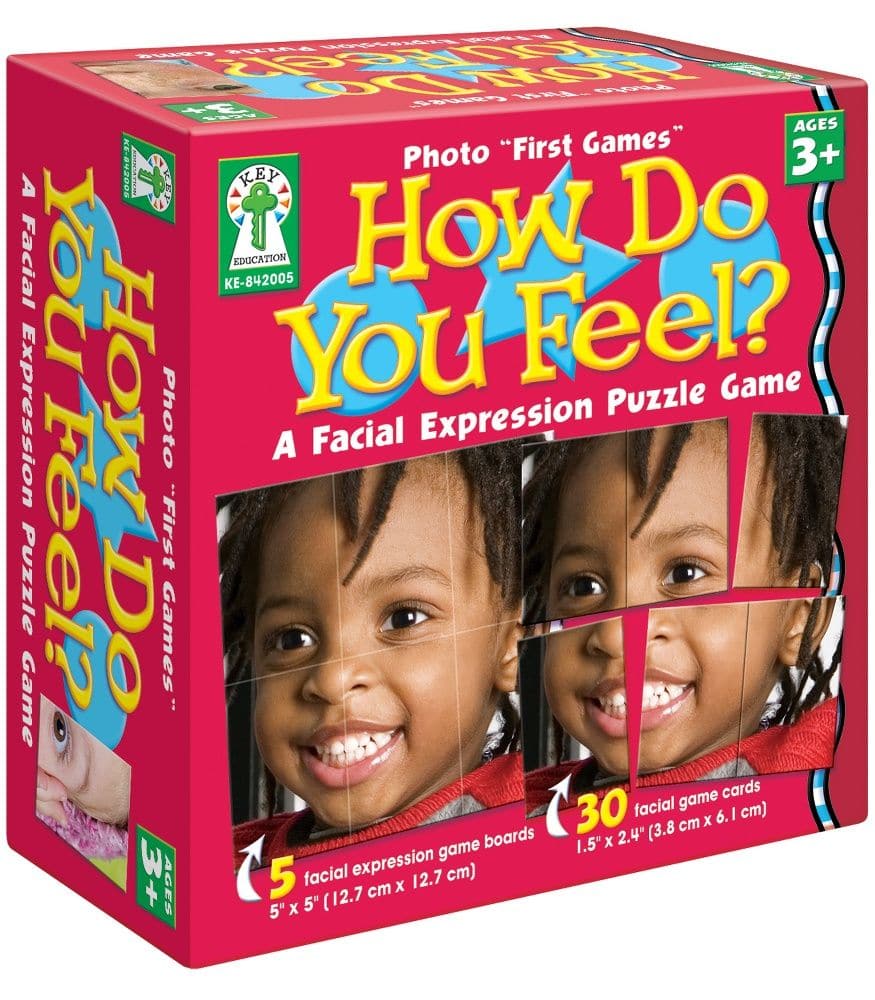 How do you feel board game, Learn to identify emotions by completing a facial expression puzzle using this delightful How do you feel board game. Five game boards and 30 cards are laminated for durability and cleanliness. Photo "First Games” from Key Education are perfect for early learning at home and at school. The "How Do You Feel" board game is a comprehensive tool aimed at teaching children the vital skill of identifying and understanding emotions through a playful and interactive medium. How do you fe