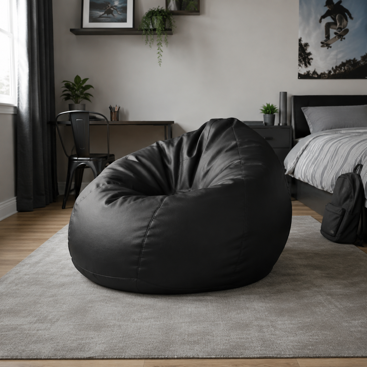 Huge Faux Leather Jumbo Beanbags in a modern teenage setting - lifestyle image 1