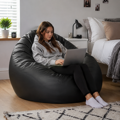 Huge Faux Leather Jumbo Beanbags in a modern teenage setting - lifestyle image 3