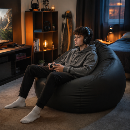 Huge Faux Leather Jumbo Beanbags in a modern teenage setting - lifestyle image 5