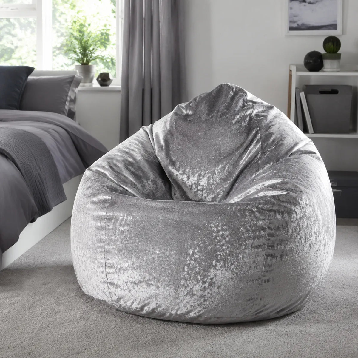 Huge Crushed Velvet Jumbo Beanbags in a modern teenage setting - lifestyle image 3