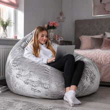 Huge Crushed Velvet Jumbo Beanbags in a modern teenage setting - lifestyle image 1