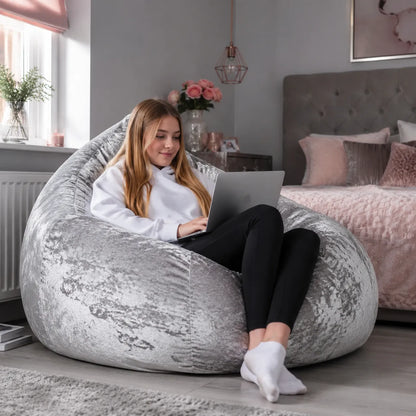 Huge Crushed Velvet Jumbo Beanbags in a modern teenage setting - lifestyle image 1