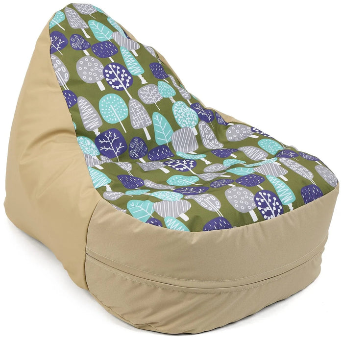 IndoorOut Beany Lounger Beige/Olive Tree Print