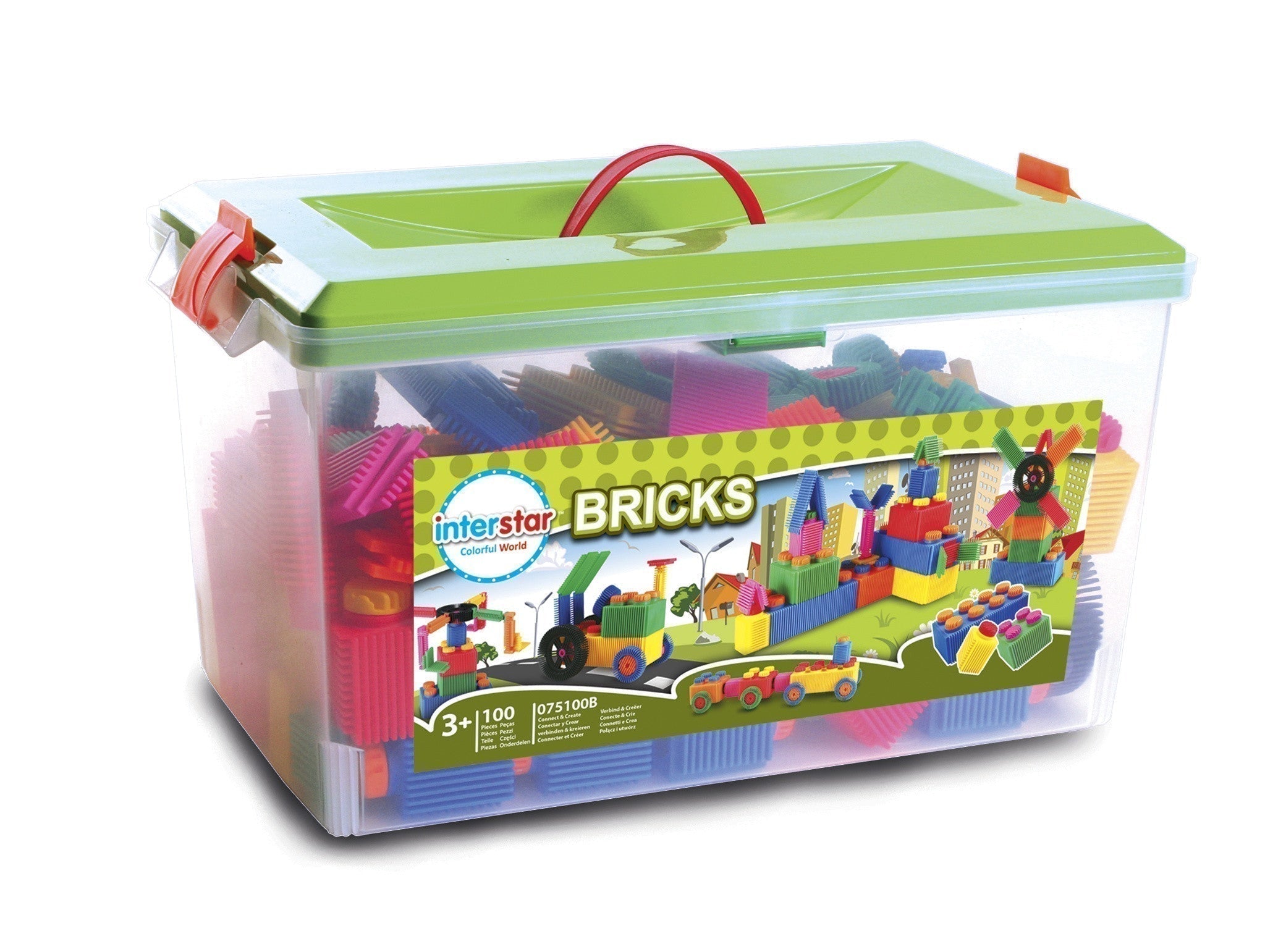 Interstar Bricks 100 Pieces, There are bricks, and then there are Interstar Bricks! These ingenious, vibrantly coloured linking shapes are tactile and easy for little hands to hold and connect. The Interstar Bricks 100 Pieces provide endless building opportunities which will challenge even the brightest of minds and will provide toddlers with lots of educational, sensory fun! With amazing potential and versatility, this set will activate the ability to visualise and then create. Each Interstar Set can also 