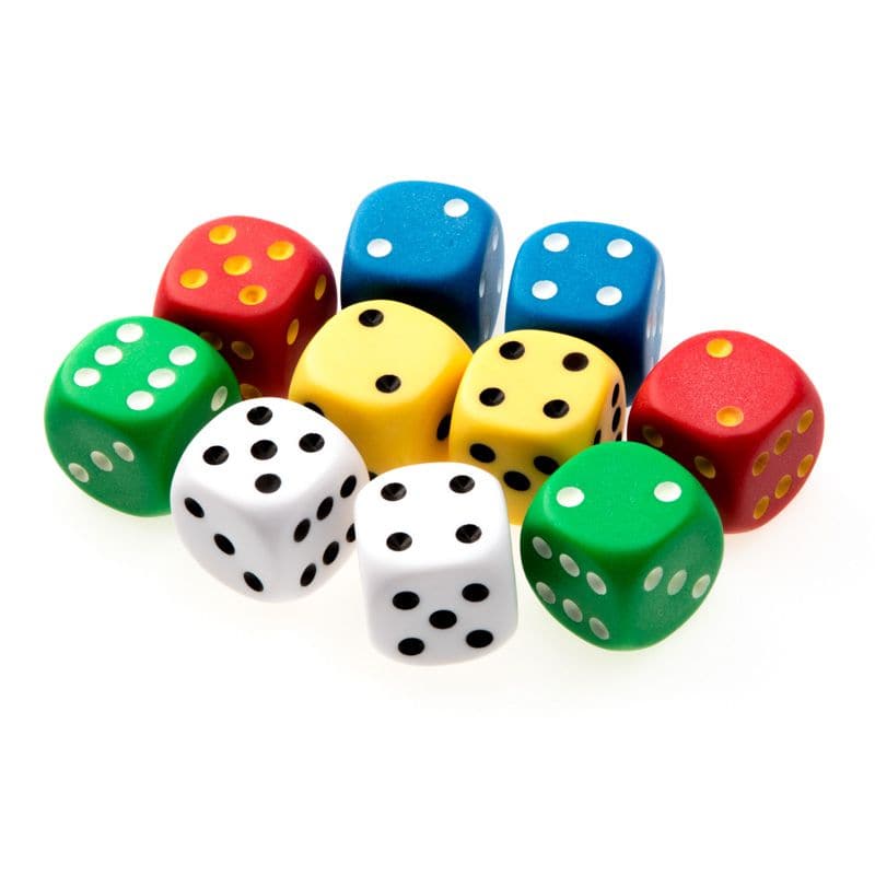 Invicta Jumbo Spot Dice Pack 100, The Invicta Jumbo Spot Dice Pack of 100 is a versatile and cost-effective educational resource designed to support a wide range of classroom activities. This pack includes 100 jumbo-sized dice, each featuring standard six-sided faces with dots representing numbers from 1 to 6. These durable dice come in assorted colors, including red, white, blue, yellow, and green, making them visually appealing and engaging for students. Key Features of the Invicta Jumbo Spot Dice Pack: S