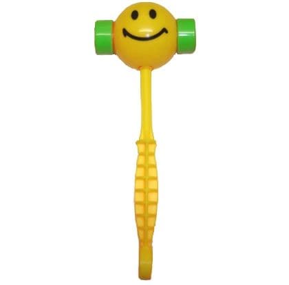 Jibber Jabber Hammer Shaker, Step into a world of hilarity and delightful sounds with the Jibber Jammer Hammer! Crafted in vibrant hues, this playful hammer isn't just a sight to behold. It's equipped to bring bursts of laughter to any setting. With a cheerful smiley face adorning its surface, every shake or hammering motion results in an entertaining Jibber Jabber sound that's bound to capture the attention and curiosity of all, especially the young ones. But the Jibber Jammer Hammer isn’t all fun and game