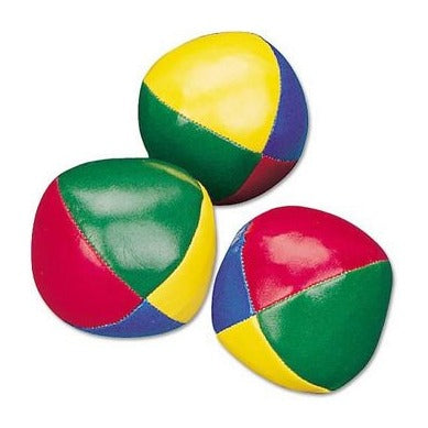 Juggling balls, Introducing our Juggling Balls Pack of 3, a set that will provide endless fun and excitement for both children and adults alike! Each juggling ball features a delightful combination of 4 vibrant coloured vinyl panels, skillfully sewn together to create a visually captivating design.Crafted with utmost care and attention to detail, these juggling balls are filled with polystyrene beads. This filling ensures that the balls have a soft and comfortable feel, making them perfect for hours of jugg