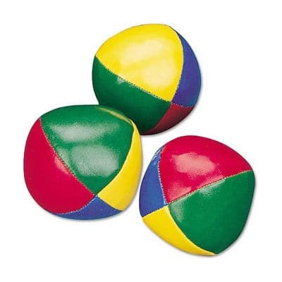 Juggling balls, Introducing our Juggling Balls Pack of 3, a set that will provide endless fun and excitement for both children and adults alike! Each juggling ball features a delightful combination of 4 vibrant coloured vinyl panels, skillfully sewn together to create a visually captivating design.Crafted with utmost care and attention to detail, these juggling balls are filled with polystyrene beads. This filling ensures that the balls have a soft and comfortable feel, making them perfect for hours of jugg