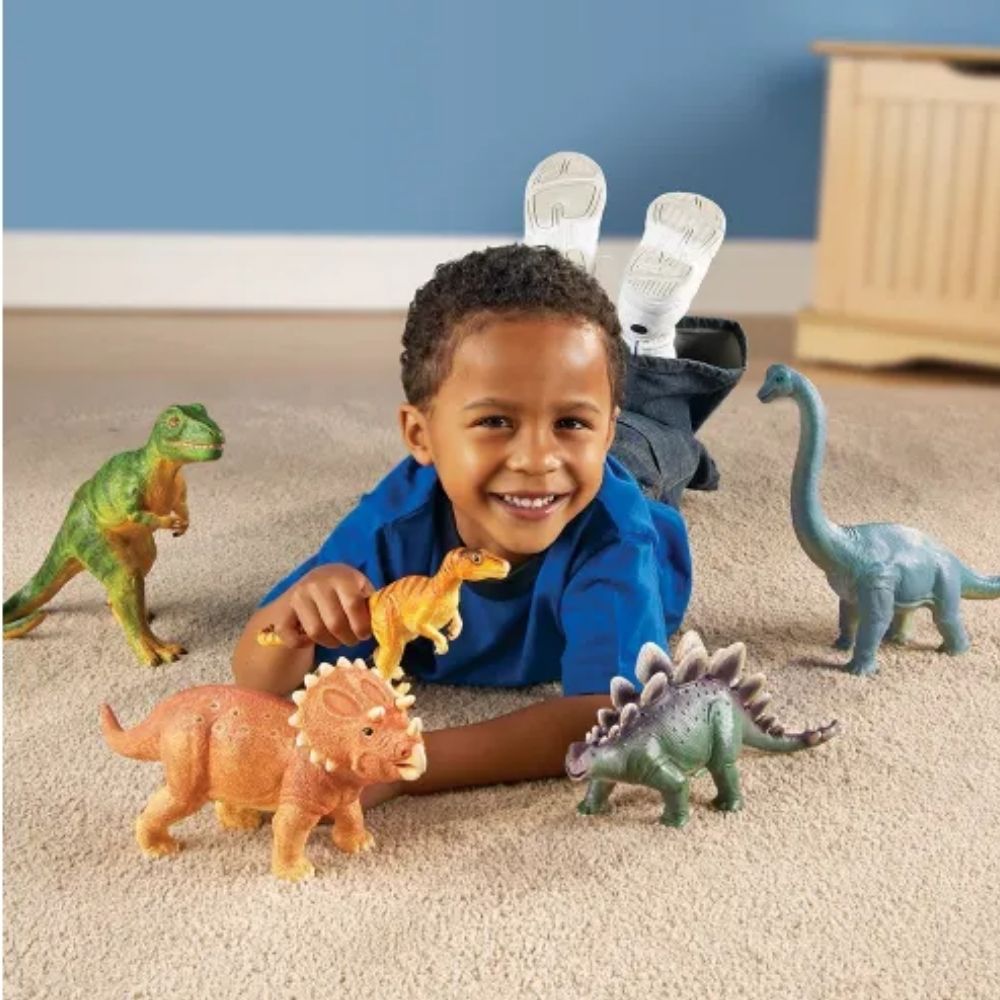 Jumbo Dinosaurs, Imaginative play is larger than life with our realistically detailed jumbo dinosaur sets from Learning Resources. Playing with these tactile Jumbo Dinosaurs animals lets your child learn about different species! Great dinosaur themed imaginative play resource Imaginative play is larger than life with our realistically detailed Jumbo Dinosaurs. Realistically detailed dinosaurs are designed for little hands and big imaginations! Turn your child’s natural fascination with dinosaurs into an ear