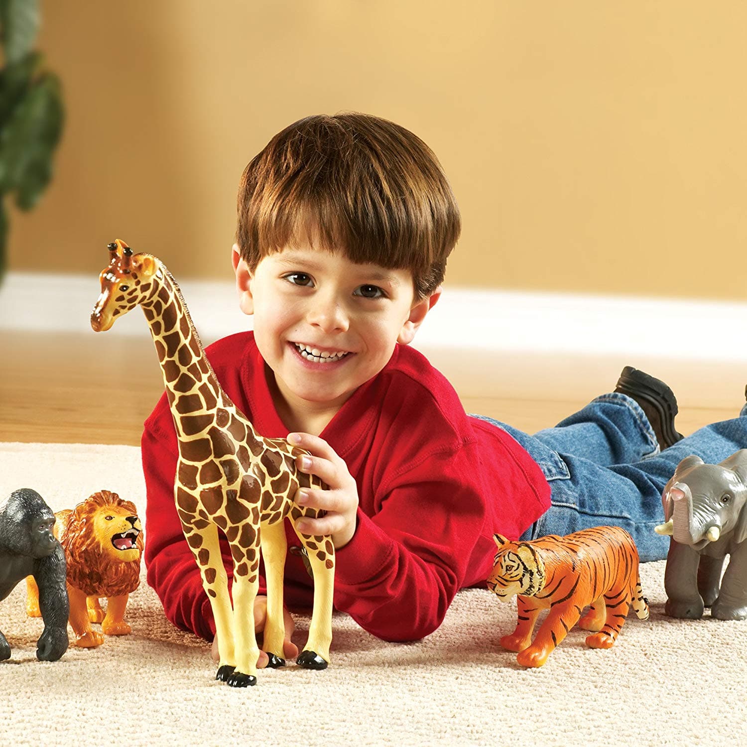 Jumbo Jungle Animals, A jumbo take on imaginative play, these jumbo jungle animals are the perfect addition to play time with so many educational benefits. Motivate oral language development through imaginative play with the Jumbo Jungle animal set from Learning Resources. This Jumbo Jungle Animals set is also great for theme-based units and life-science lessons, animals encourage curiosity about nature, plus responsibility in caring for the environment and household pets. Jumbo Jungle Animals are made from