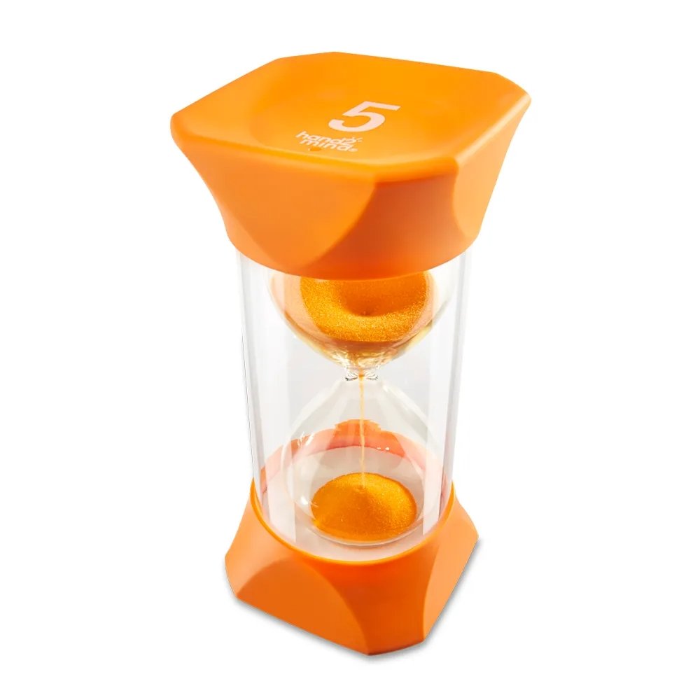 Jumbo Sand Timer (5-Minute), The Jumbo Sand Timer (5-Minute) serves as an excellent educational tool for both classroom and home environments, offering children a vivid, visual way to understand the concept of a five-minute interval. With its large design and orange sand, it can captivate young learners while teaching them valuable lessons about time. Key Features: Visual Representation: The sand timer's orange sand and jumbo size provide a fascinating, visual means for children to see the passing of approx